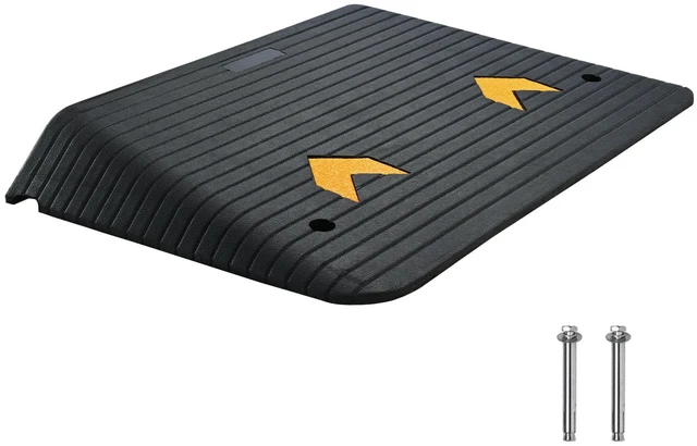 Alt view image 15 of 15 - Upgraded Rubber Threshold Ramp, 4" Rise Door Ramp with 1 Channel, Natural Rubber Car Ramp with Non-Slip Textured Surface, 33069 lbs Load Capacity Curb Ramp for Wheelchair and Scooter