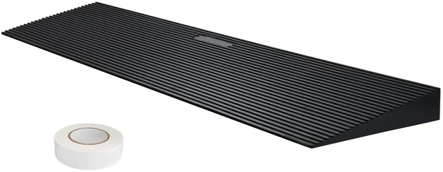 Alt view image 15 of 15 - 1.2" Rise Cuttable Threshold Ramp for Sweeping Robot, 35.4" Wide Natural Rubber Wheelchair Ramp, Non-Slip Solid Rubber Ramp with Double-Sided Tape for Doorways, Driveways, Bathroom, Smooth Tile