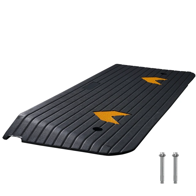 Alt view image 15 of 15 - Rubber Threshold Ramp, 2" Rise Threshold Ramp Doorway, Recycled Rubber Power Threshold Ramp Rated 33069 lbs Load Capacity, Non-Slip Surface Rubber Solid Threshold Ramp for Wheelchair and Scooter