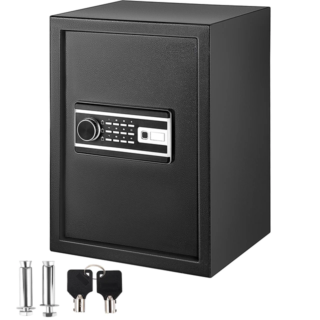 Alt view image 16 of 16 - Safe Box, 2.1 CU.FT Fingerprint Safe Box for Money with 2 Keys & Digital Keypad, Q235 Steel Safe Box for Storing Cash, Jewelry, Pistols, Documents, Watches in Home & Office & Hotel