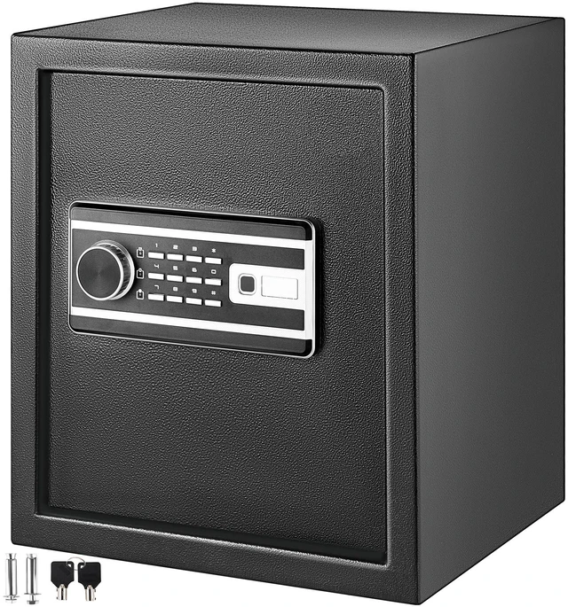 Alt view image 9 of 9 - VEVOR Safe Box, 1.7 CU.FT Fingerprint Safe Box for Money w/ 2 Keys & Digital Keypad, Q235 Steel Safe Box for Storing Cash, Jewelry, Pistols, Documents, Watches in Home & Office & Hotel