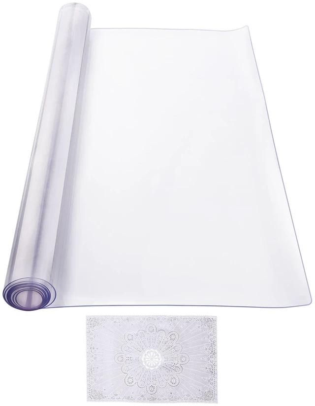 Alt view image 8 of 8 - Plastic Table Cover, 42 x 72 Inch 2.0 mm Thick Clear Table Protector, Rectangle PVC Desk Mat, Waterproof & Easy Cleaning Desk Pad Tablecloth, for Office Dresser Dining Room Table Night Stand