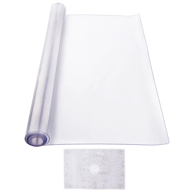 Alt view image 9 of 9 - Plastic Table Cover, 24 x 48 Inch 2.0 mm Thick Clear Table Protector, Rectangle PVC Desk Mat, Waterproof & Easy Cleaning Desk Pad Tablecloth, for Office Dresser Dining Room Table Night Stand
