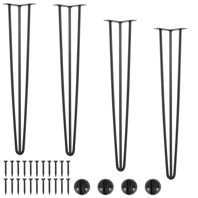 Alt view image 9 of 9 - Hairpin Table Legs 28", Set of 4 Desk Legs 900lbs Load Capacity, Hairpin Desk Legs 3 Rods for Desk Chairs Bench Dining End Table, Solid Carbon Steel Heavy Duty Furniture Legs Black