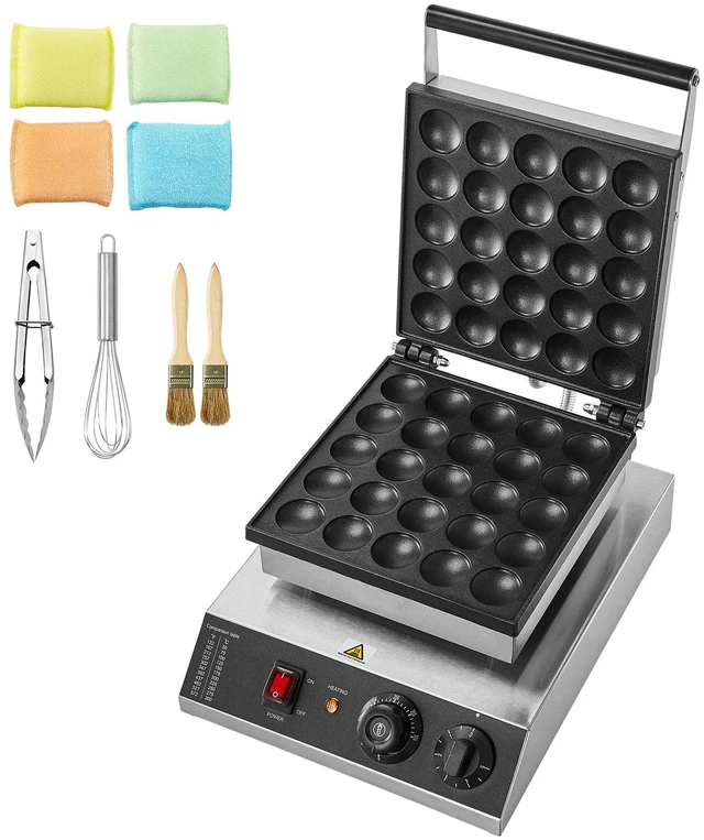 Alt view image 11 of 11 - Mini Dutch Pancake Maker, 25PCS 43mm Diameter Dorayaki Baker Machine, 1700W Commercial Electric Poffertjes Grill, Non-stick Stainless Steel, Temp & Time Control, for Home Kitchen Restaurant