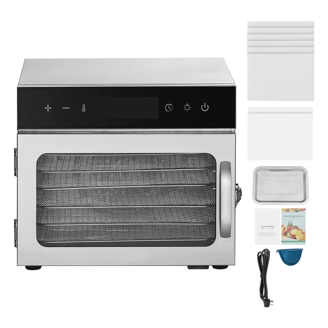 Alt view image 9 of 9 - Food Dehydrator Machine, 6 Stainless Steel Trays, 400W Electric Food Dryer with Adjustable Temperature & 24-Hour Timer, Freeze Dryer for Jerky, Meat, Fruit, Vegetables, Herbs, Dog Treats