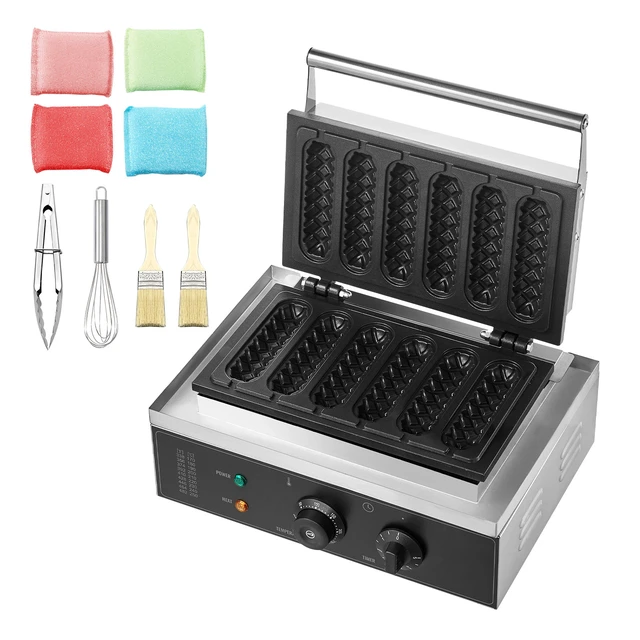 Alt view image 8 of 8 - Commercial Waffle Stick Maker, 6PCS 1500W Waffle Baker Machine, Non-Stick Stainless Steel Corn Hot Dog Waffle Iron with Temp and Time Control, Handle, for Restaurant Bakery Snack Bar Family