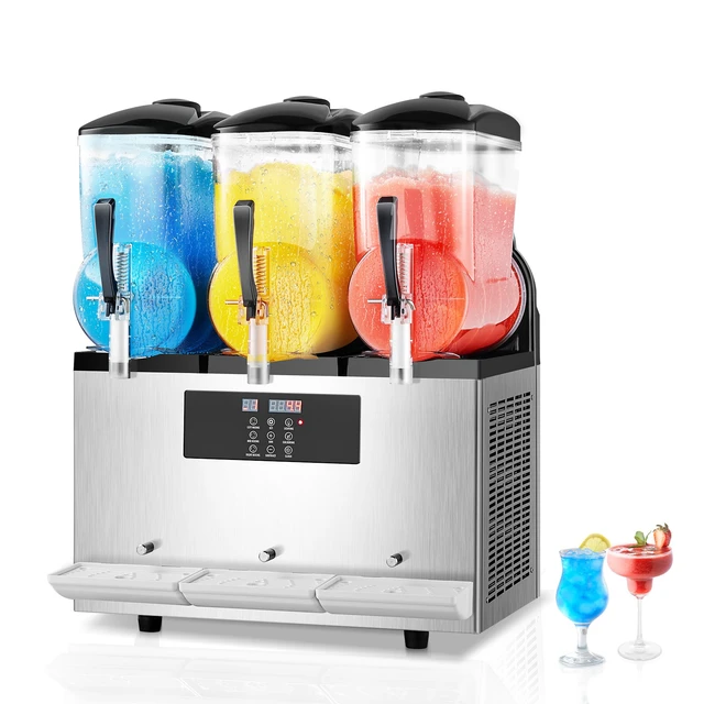 Alt view image 8 of 8 - Commercial Slushy Machine, 12Lx3 Triple Tank Frozen Drink Machine, 144 Cups Stainless Steel Margarita Smoothie Frozen Drink Maker, Slushie Maker for Home Party Restaurants Cafe Bars