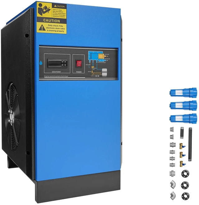 Alt view image 8 of 8 - Compressed Air Dryer, 125CFM Refrigerated Air Dryer, 110-120V Industrial Refrigerated Air-Drying System for 20HP, 25HP & 30HP Compressors - with Color Screen Control Panel and Automatic Drainage