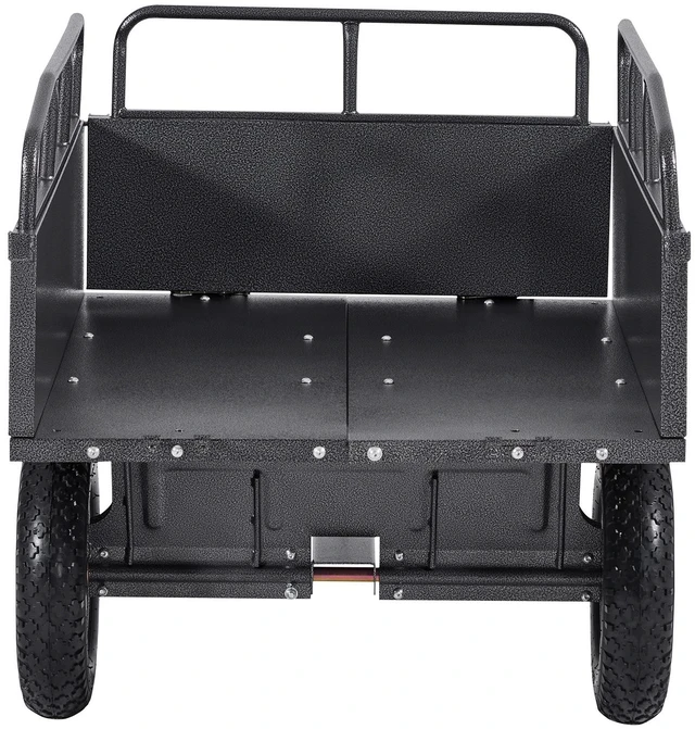 Alt view image 8 of 8 - Garden Utility Trailer, 10 Cu. Ft & 500lbs Capacity, ATV UTV Hauling Trailer, Tow Behind Steel Dump Cart with 14" Tires, Hand Pull or Foot Pedal, Heavy Duty Yard Trailers for Lawn Mower Tractor