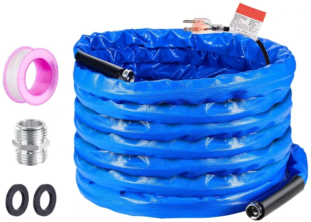 Alt view image 10 of 10 - 50ft Heated Water Hose for RV, Heated Drinking Water Hose with Corrugated Cover Antifreeze to -45°F, Automatic Self-regulating, 5/8" I.D. with 3/4" GHT Adapter, Lead and BPA Free