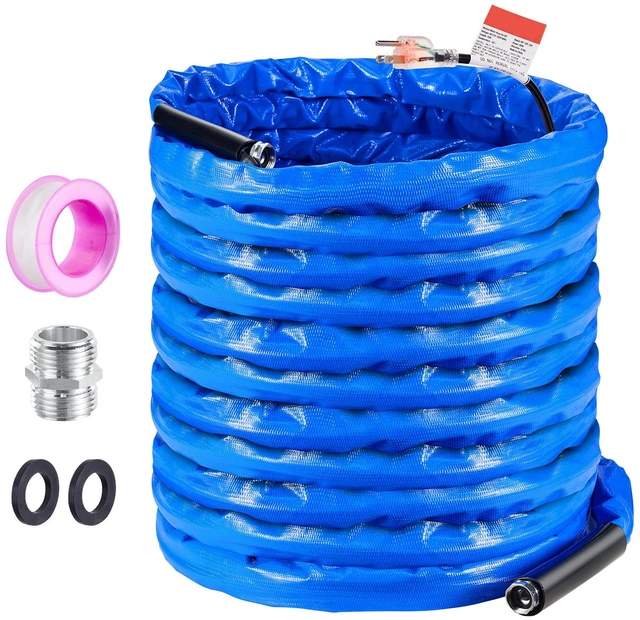 Alt view image 15 of 15 - 100ft Heated Water Hose for RV, Heated Drinking Water Hose with Corrugated Cover Antifreeze to -45°F, Automatic Self-regulating, 5/8" I.D. with 3/4" GHT Adapter, Lead and BPA Free