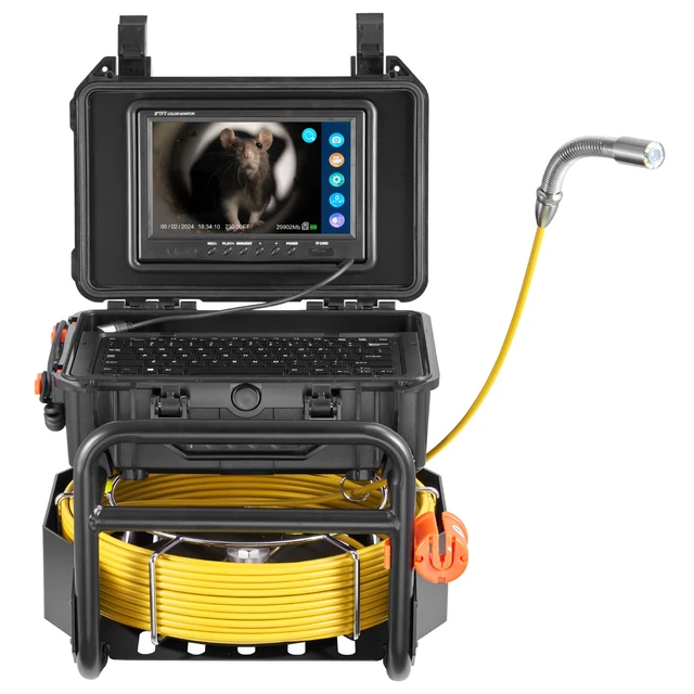 Alt view image 8 of 8 - Sewer Camera, 230 ft/70m, Self-Leveling Drain Camera with 512Hz Transmitter, Distance Counter, 9" Screen 1080P HD Snake Plumbing Camera with Light-12 LED & 32GB Card for Duct Pipe