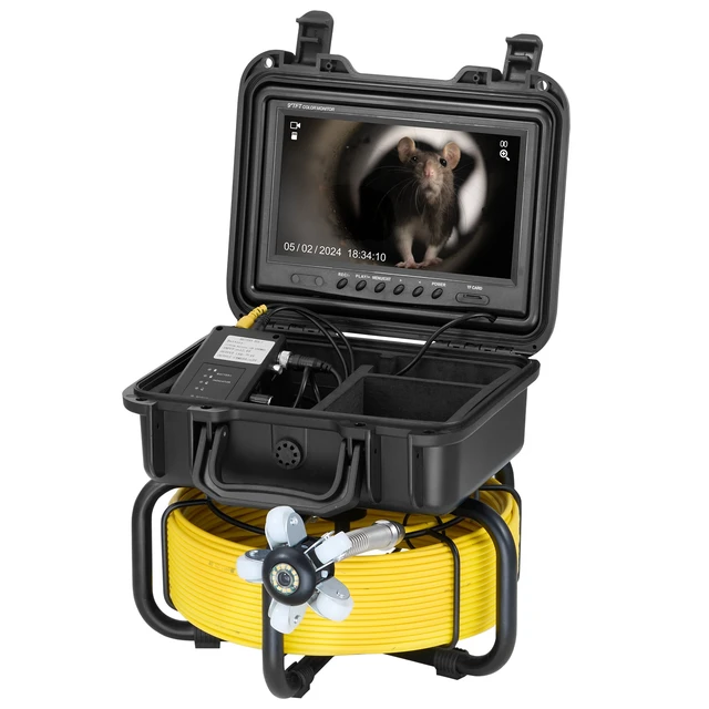 Alt view image 8 of 8 - Sewer Camera, 98 ft/30m, Self-Leveling Drain Inspection Camera with 9" 1080P HD Screen, 36X Zoom, IP68 Waterproof Plumbing Camera with Lights-12 LED, 32GB Card Snake Camera for Duct Pipe