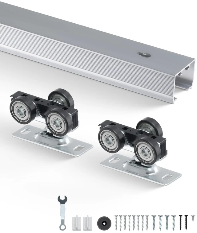 Alt view image 10 of 10 - Sliding Pocket Door Hardware Track Kit, 4.73 ft Heavy Duty Pocket Door Hardware Kit, Commercial Grade Pocket Door Hardware and Track Set for 24"-30" Wide Single Door, Smoothly and Easy to Install