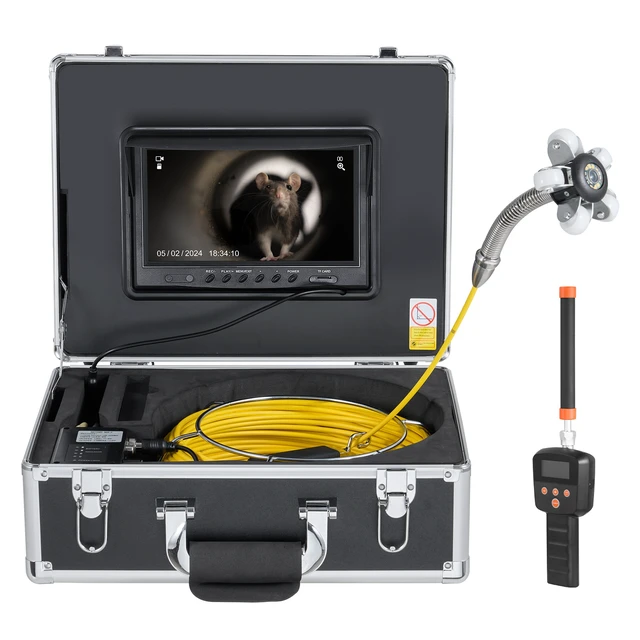 Alt view image 10 of 10 - Sewer Camera with 512Hz Locator, 98 ft/30 m, 9" Drain Inspection Camera with Self-Leveling, 36X Zoom, Plumbing Camera with Lights-12 LED, 32GB Card, IP68 Waterproof Snake Camera for Duct Pipe