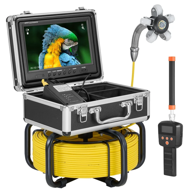 Alt view image 8 of 8 - Sewer Camera with 512Hz Locator, 98 ft/30 m, Self-Leveling Drain Inspection Camera with 9" 1080P HD Screen, 36X Zoom, Snake Plumbing Camera with Lights-12 LED, 32GB SD Card for Duct Pipe