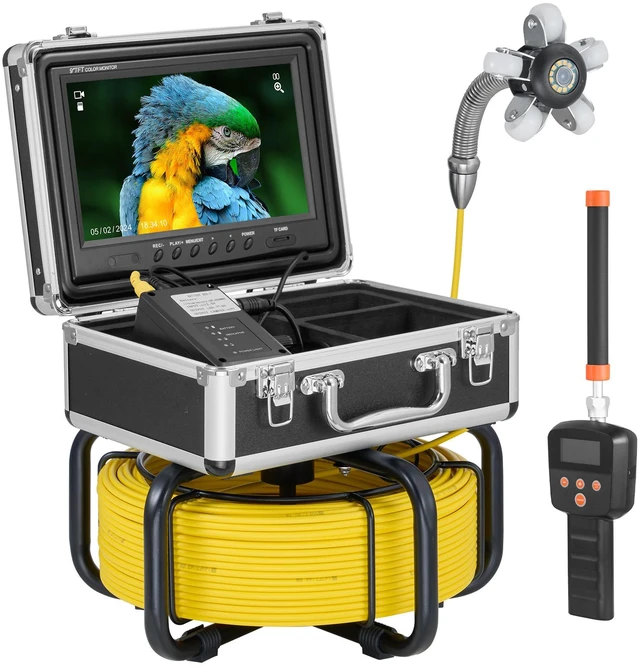 Alt view image 8 of 8 - Sewer Camera with 512Hz Locator,165 ft/50 m, Self-Leveling Drain Inspection Camera with 9" 1080P HD Screen, 36X Zoom, Snake Plumbing Camera with Lights-12 LED, 32GB SD Card for Duct Pipe