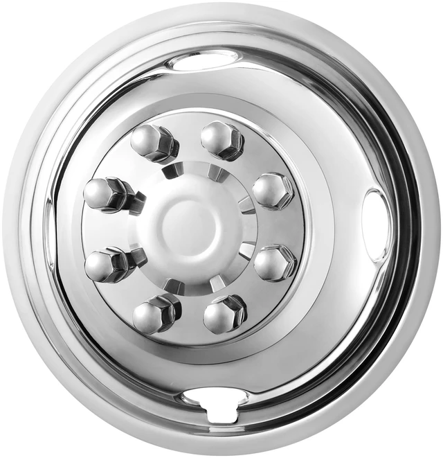 Alt view image 16 of 16 - 16-inch Wheel Simulators, 304 Stainless Steel Wheel Simulator Kit with Mirror Polished Finish, 2 Front and 2 Rear Wheel Covers Fit for Ford F350 (1974-1998), 4 pcs