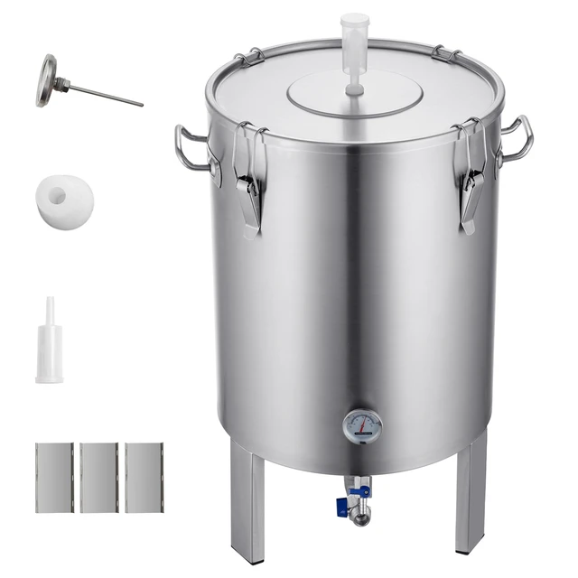 Alt view image 8 of 8 - 304 Stainless Steel Kettle, 16 GALLON Beer Brew Fermentor, Brew Bucket Fermentor for Brewing, Home Brewing Supplies with Base, Kettle Stock Pot Includes Lid, Handle, Valve, Spigot, Thermometer