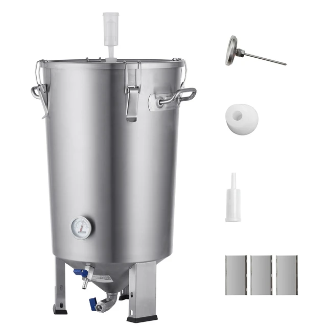 Alt view image 15 of 15 - 304 Stainless Steel Kettle, 8 GALLON Beer Brew Fermentor, Brew Bucket Fermentor for Brewing, Home Brewing Supplies with Base, Kettle Stock Pot Includes Lid, Handle, Valve, Spigot, Thermometer