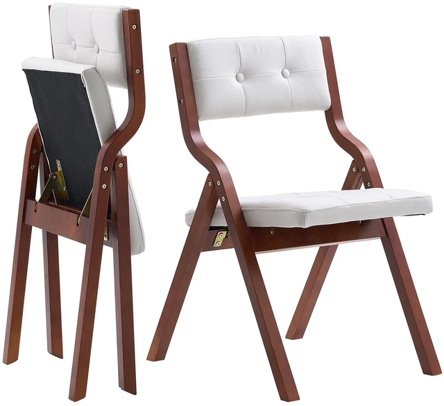 Alt view image 9 of 9 - VEVOR Wooden Folding Chairs with Padded Cushion and Wooden Frame White Set of 2