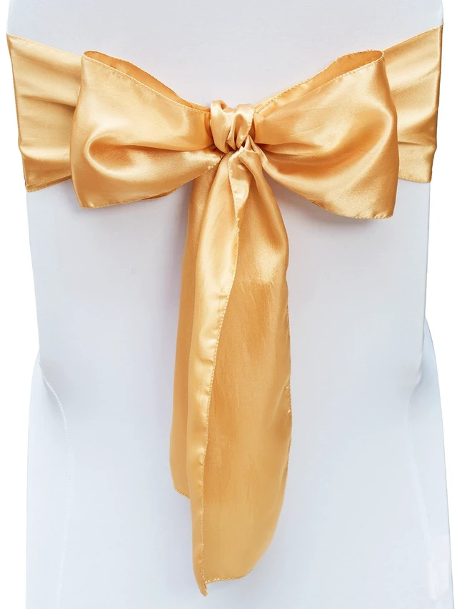Alt view image 15 of 15 - Satin Chair Sashes Bows, 50PCS Chair Ribbon Ties Back Sash, 7 x 108 inch, Gold Wedding Reception Decoration, for Wedding Ceremony Baby Shower Party Events Banquet Chair Cover Decoration