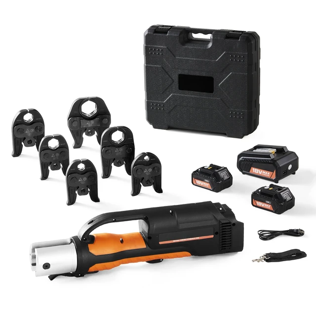 Alt view image 9 of 9 - Pro Press Tool, 18V Electric Pipe Crimping Tool for 1/2" to 2" Stainless Steel, Copper, PEX Pipes, Press Tool Kit with 6 Pro Press Jaws, 2PCS 4AH Battery, Fast Charger & Carrying Case