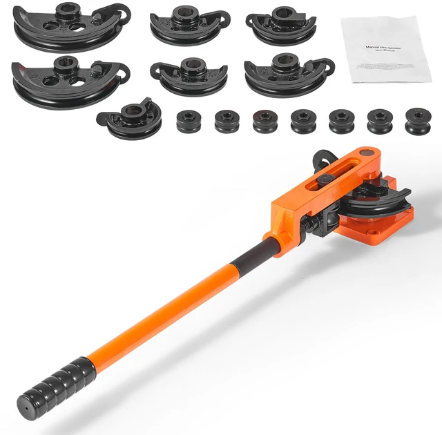 Alt view image 15 of 15 - Pipe Tube Bender, 3/8" to 1" OD Manual Pipe Tube Bender with 7 Bending Dies, 180° Copper Aluminum Pipes Bending Tools for HVAC Air Conditioning Refrigerator Auto Repair