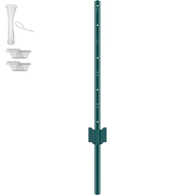Alt view image 8 of 8 - 3 Feet Fence Post, 10 Pack U-Channel Heavy Duty Metal Fence Posts, Sturdy Steel Fence Stakes for Garden Yard, Lawn, Farms and Outdoor Wire Fencing, Green