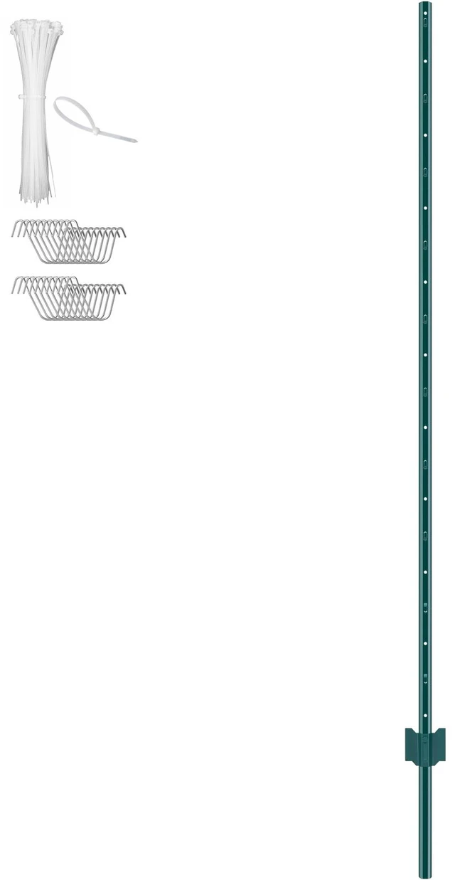 Alt view image 8 of 8 - 6 Feet Fence Post, 6 Pack U-Channel Heavy Duty Metal Fence Posts, Sturdy Steel Fence Stakes for Garden Yard, Lawn, Farms and Outdoor Wire Fencing, Green