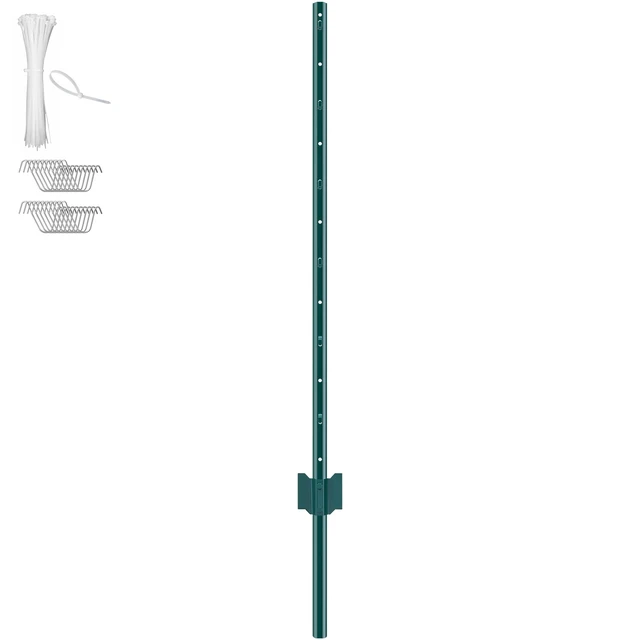 Alt view image 8 of 8 - 4 Feet Fence Post, 10 Pack U-Channel Heavy Duty Metal Fence Posts, Sturdy Steel Fence Stakes for Garden Yard, Lawn, Farms and Outdoor Wire Fencing, Green