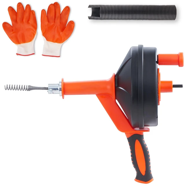 Alt view image 16 of 16 - Drain Auger 25Ft, Plumbing Snake with Drill Attachment, Plumbers Snake Drain Clog Remover for Kitchen Bathroom Shower Sink with Protective Hose and Gloves