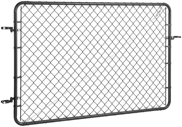 Alt view image 8 of 8 - Chain Link Fence Gate, 72 x 48 in, Adjustable Chain Link Fence Panel, Fit 2.2-6 ft (W) x 6 ft (H) Garden Fence Gate Opening, Fencing Gate with Plastic Coating, for Farm Black, Posts Not Included