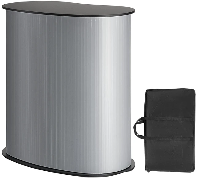 Alt view image 9 of 9 - Portable Tradeshow Podium Table, 35.43" x 19.29" x 37.01", Display Exhibition Counter Stand Booth Fair with Wall, Foldable Promotion Retail Bar Table Pop Up Podium Counter with Carrying Bag