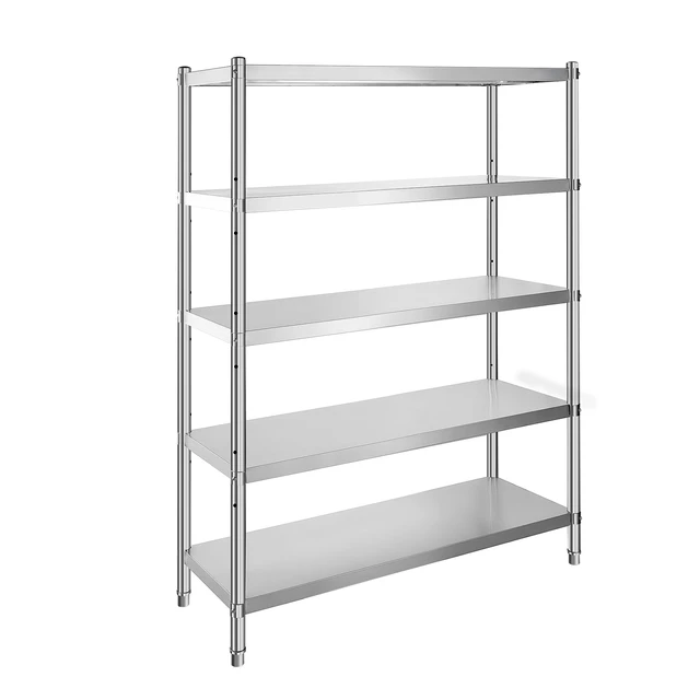 Alt view image 8 of 8 - Stainless Steel Shelves 48x18.5 Inch 5 Tier Adjustable Shelf Storage Unit Stainless Steel Rack Shelving Heavy Duty Shelving for Kitchen Commercial Office Garage Storage 330lb Per Shelf