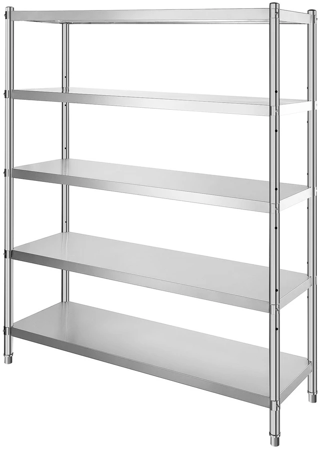 Alt view image 8 of 8 - Stainless Steel Shelving 60x18.5 Inch 5 Tier Adjustable Shelf Storage Unit Stainless Steel Heavy Duty Shelving for Kitchen Commercial Office Garage Storage 330lb Per Shelf