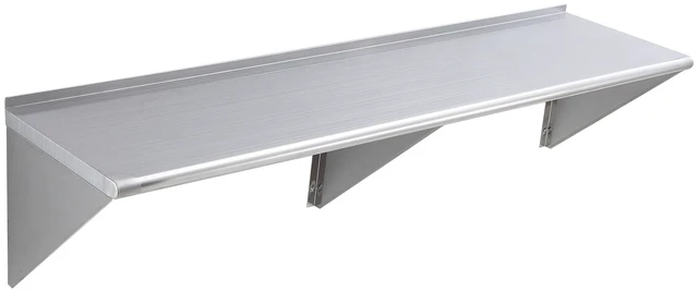 Alt view image 8 of 8 - 18" x 72" Stainless Steel Shelf, Wall Mounted Floating Shelving with Brackets, 500 lbs Load Capacity Commercial Shelves, Heavy Duty Storage Rack for Restaurant, Kitchen, Bar, Home, and Hotel