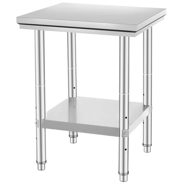 Alt view image 8 of 8 - Stainless Steel Prep Table, 24 x 24 x 31 Inch, 700 lbs Load Capacity, Heavy Duty Metal Worktable with 3 Adjustable Height Levels, Commercial Workstation for Kitchen Garage Restaurant Backyard