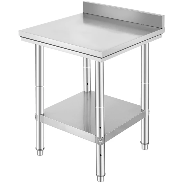 Alt view image 8 of 8 - 24 x 24 x 35 Inch Stainless Steel Work Table, Commercial Food Prep Worktable Heavy Duty Prep Worktable, Metal Work Table with Adjustable Height for Restaurant, Home and Hotel