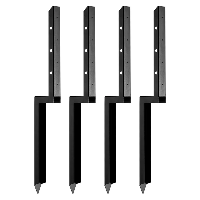 Alt view image 8 of 8 - Fence Post Anchor Repair Kit, 4 Pack Inner Diameter 2 x2 Inches Heavy Duty Steel Fence Post Support Stakes, Anchor Ground Spike for Repair Tilted, Broken Wood Fence Post