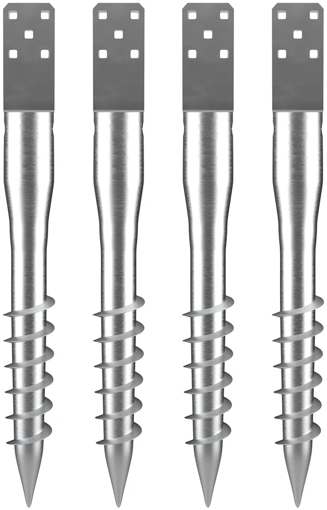 Alt view image 8 of 8 - No Dig Ground Anchor, 4 Pack 3.94 x 2.76 x 27.56 in DIY Screw in Post Stake, Includes 6 Lag Bolts & a Rebar, U-Shape Heavy Duty Steel Post Holder, Great for Mailbox Posts and Fence Posts