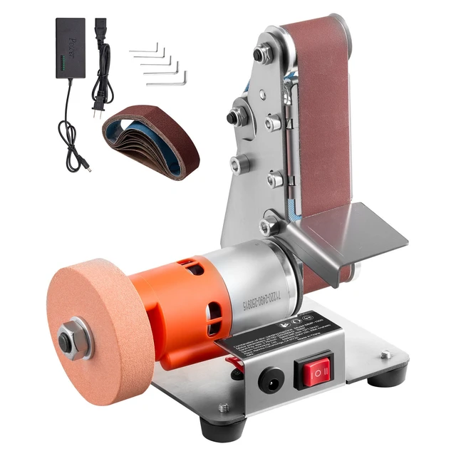 Alt view image 8 of 8 - 3-in-1 Mini Belt Sander, 13" x 1.2" Sanding Belt, 2.75" Grinding & Polishing Wheel Combo, 7-Speed Adjustable with Forward/Reverse Control for Woodworking, Jewelry Making, Knife Sharpening