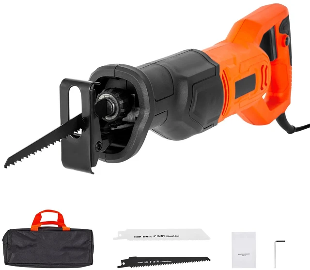 Alt view image 8 of 8 - Corded Reciprocating Saw, 120 Volt 6 Amp, 3000 SPM Variable Speed, 3/4 inch Stroke Length, Electric Reciprocating Saw with 8 Blades and Carrying Bag, for Wood, Metal, and Plastic Cutting