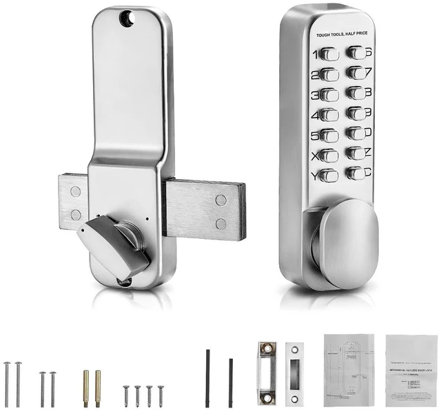 Alt view image 15 of 15 - Mechanical Keyless Entry Door Lock, 14 Key Mechanical Door Lock, Mechanical Keypad Door Lock with Adjustable Thumb Knob, Single-Side Zinc Alloy Waterproof Keyless Gate Lock, for Home Office