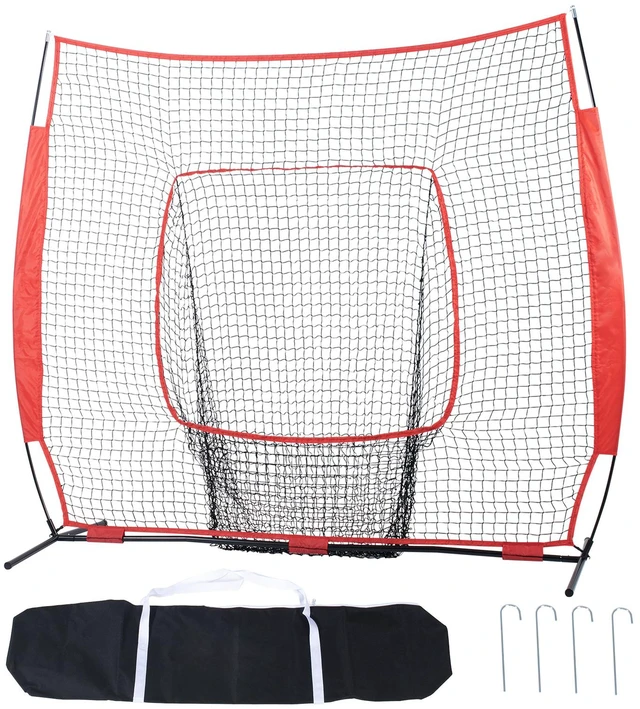 Alt view image 8 of 8 - 7x7 ft Baseball Softball Practice Net, Portable Baseball Training Net for Hitting Batting Catching Pitching, Backstop Baseball Equipment Training Aids with Carry Bag and Strike Zone