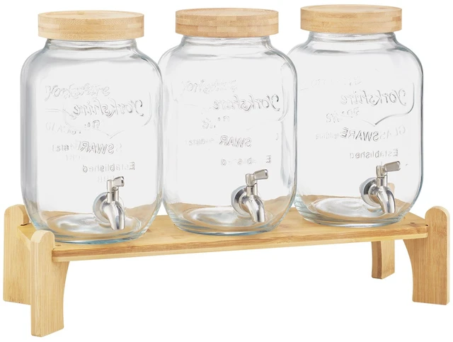 Alt view image 8 of 8 - Drink Dispenser 1 Gal Beverage Dispenser for Parties Glass with Stand 3PCS