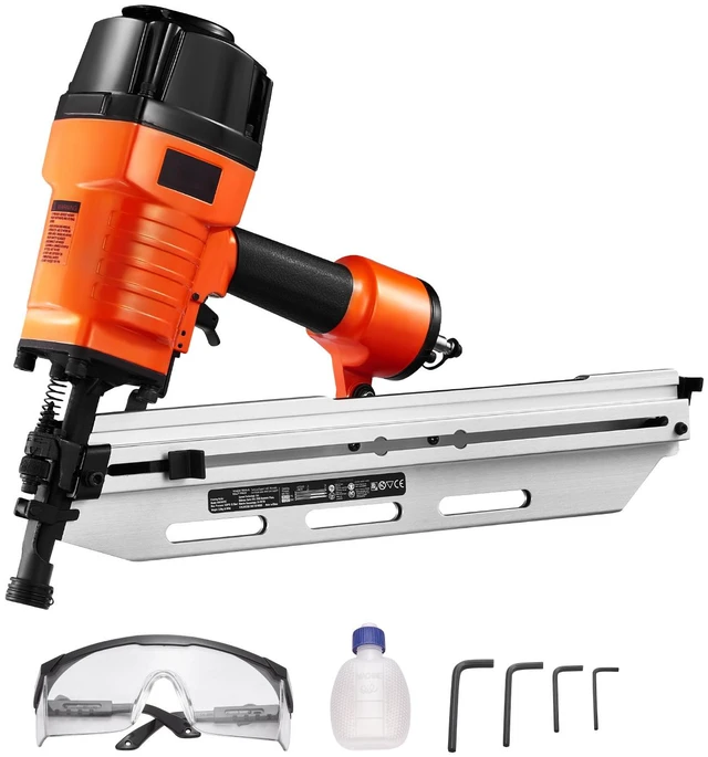 Alt view image 8 of 8 - Framing Nailer, 80-120PSI Air Nail Gun, 2" to 3-1/2" 21 Degree Full Round Head Pneumatic Framing Nailer with Tool-Less Depth Adjustment & Dual Trigger Modes, Ideal for Framing Decking Flooring