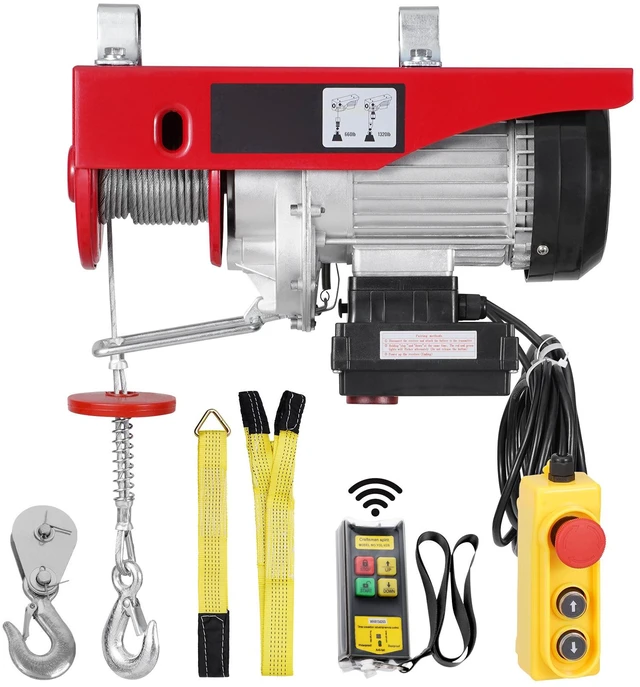 Alt view image 9 of 9 - VEVOR Electric Hoist Crane Winch 1320 lbs 328 ft Wireless & 14 ft Wired Remote