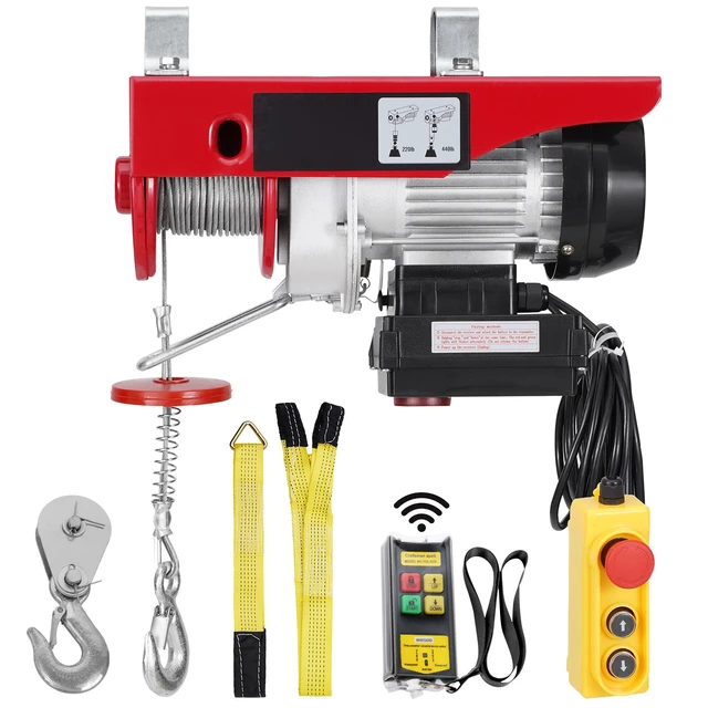 Alt view image 10 of 10 - Electric Hoist, 440 lbs 120V Electric Winch with 328 ft Wireless & 14 ft Wired Remote Control, 40 ft Single Cable Lifting Height, Single/Double Slings, Lift Hoist for Garage Warehouse Factory